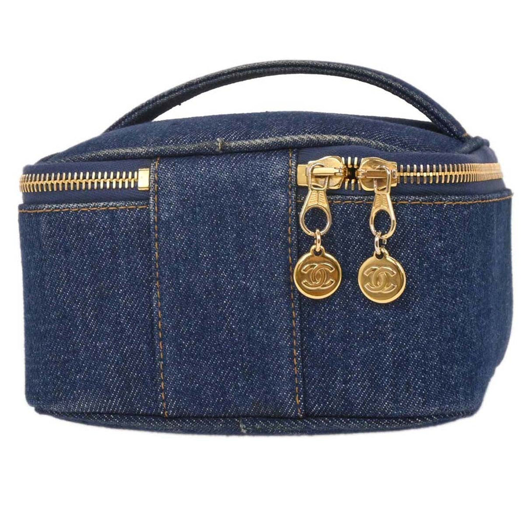Chanel Vintage Cc Vanity Case Denim Blue Denim_Jeans Handbag (Authentic  )