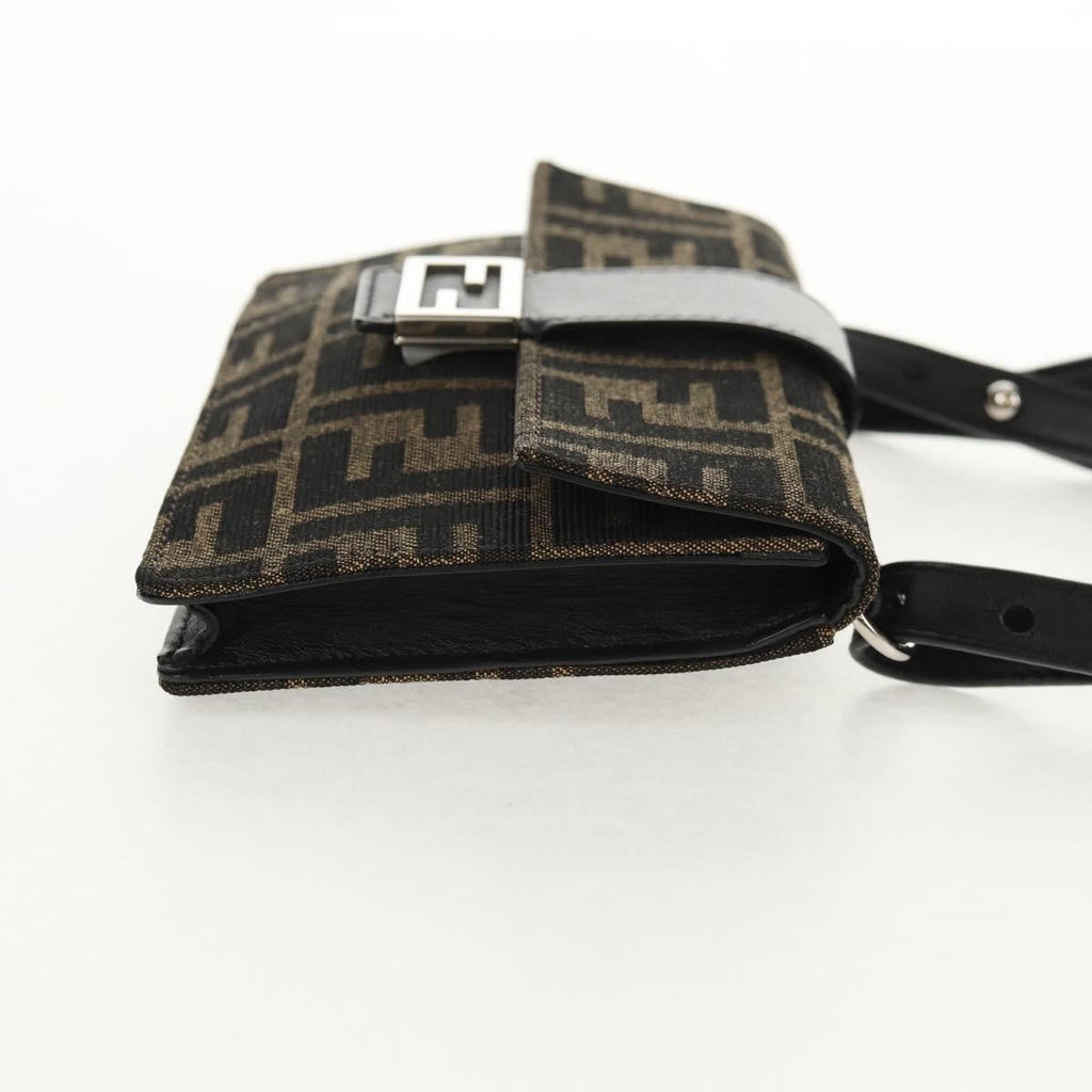 Fendi Baguette Convertible Belt Bag Zucca Canvas Black Canvas Bag (Authentic  )