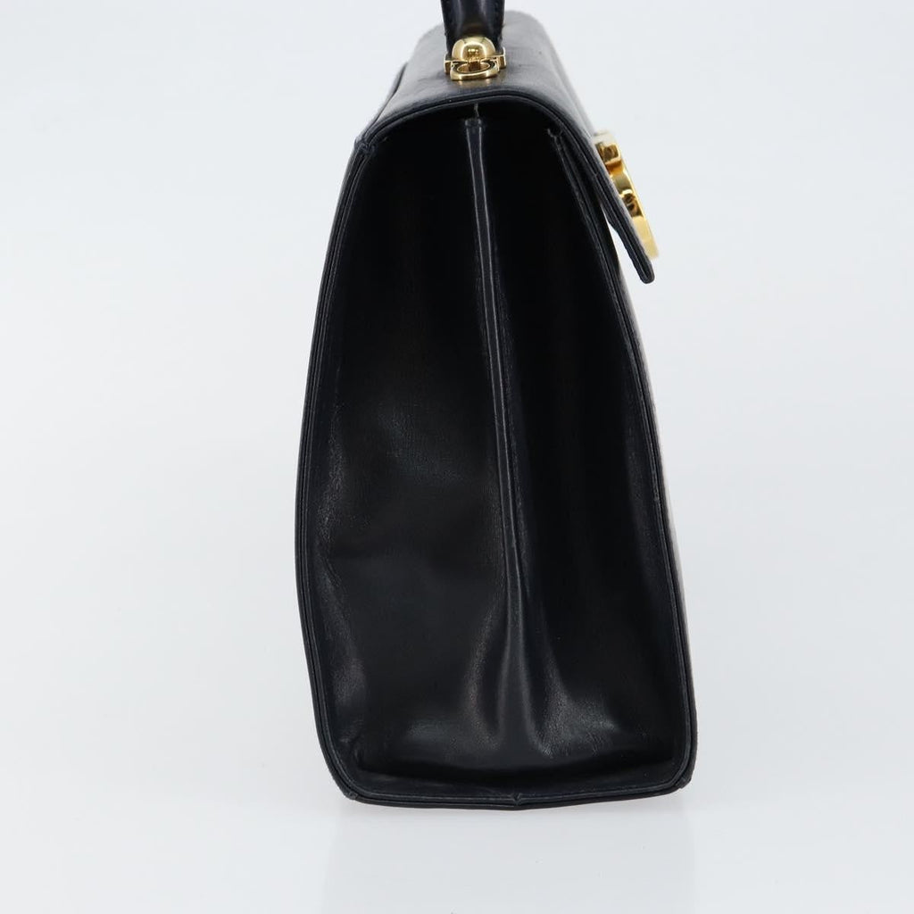 Salvatore Ferragamo Gancini Convertible Top Handle Bag Leather Navy Leather Handbag (Authentic  )