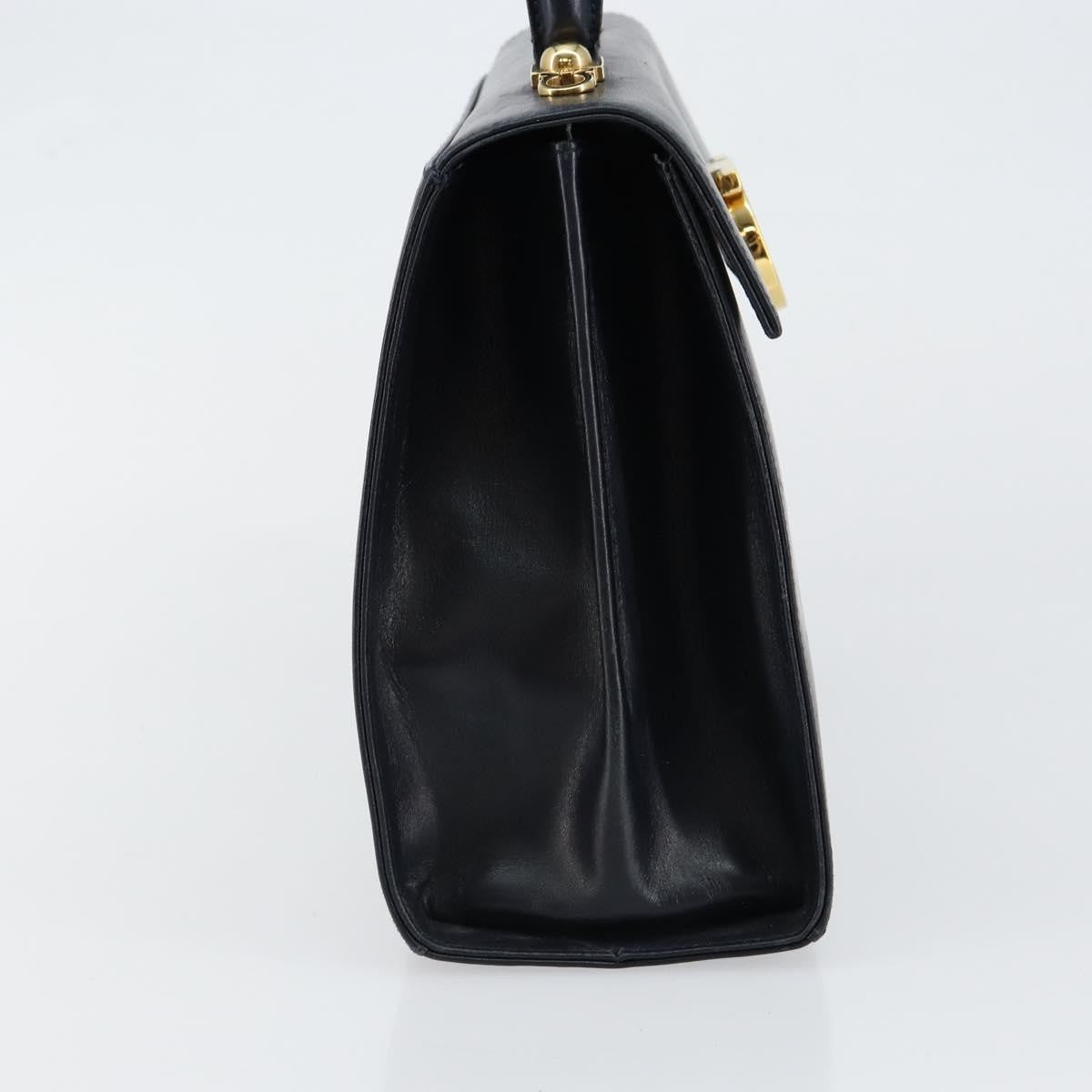 Salvatore Ferragamo Gancini Convertible Top Handle Bag Leather Navy Leather Handbag (Authentic  )