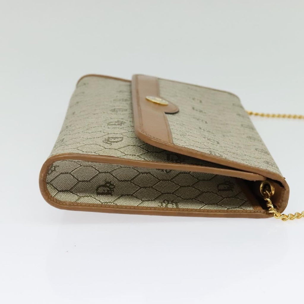 Christian Dior Vintage Honeycomb Chain Canvas Beige Canvas Bag (Authentic  )