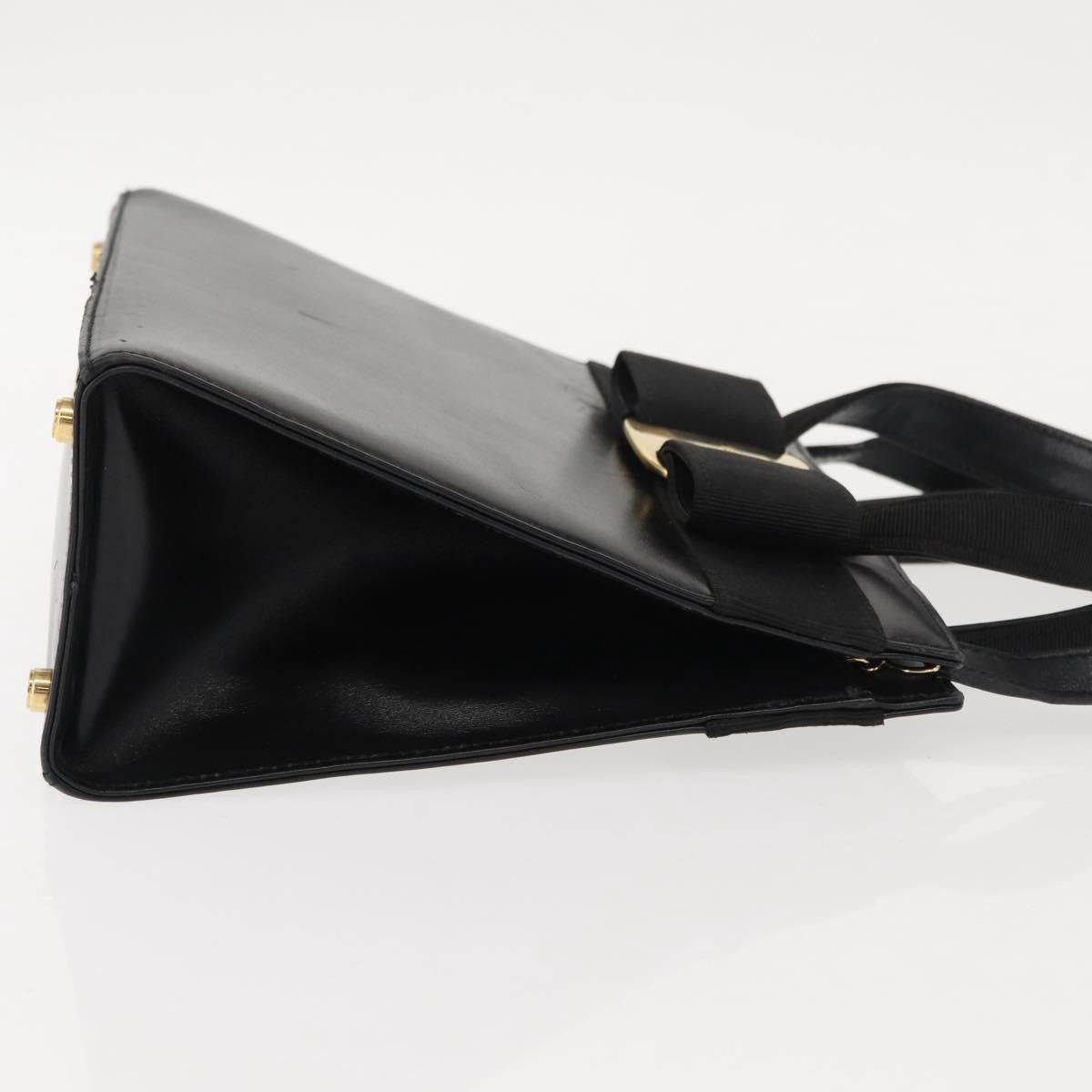 Salvatore Ferragamo Convertible Vara Bow Tote Leather Black Leather Handbag (Authentic  )