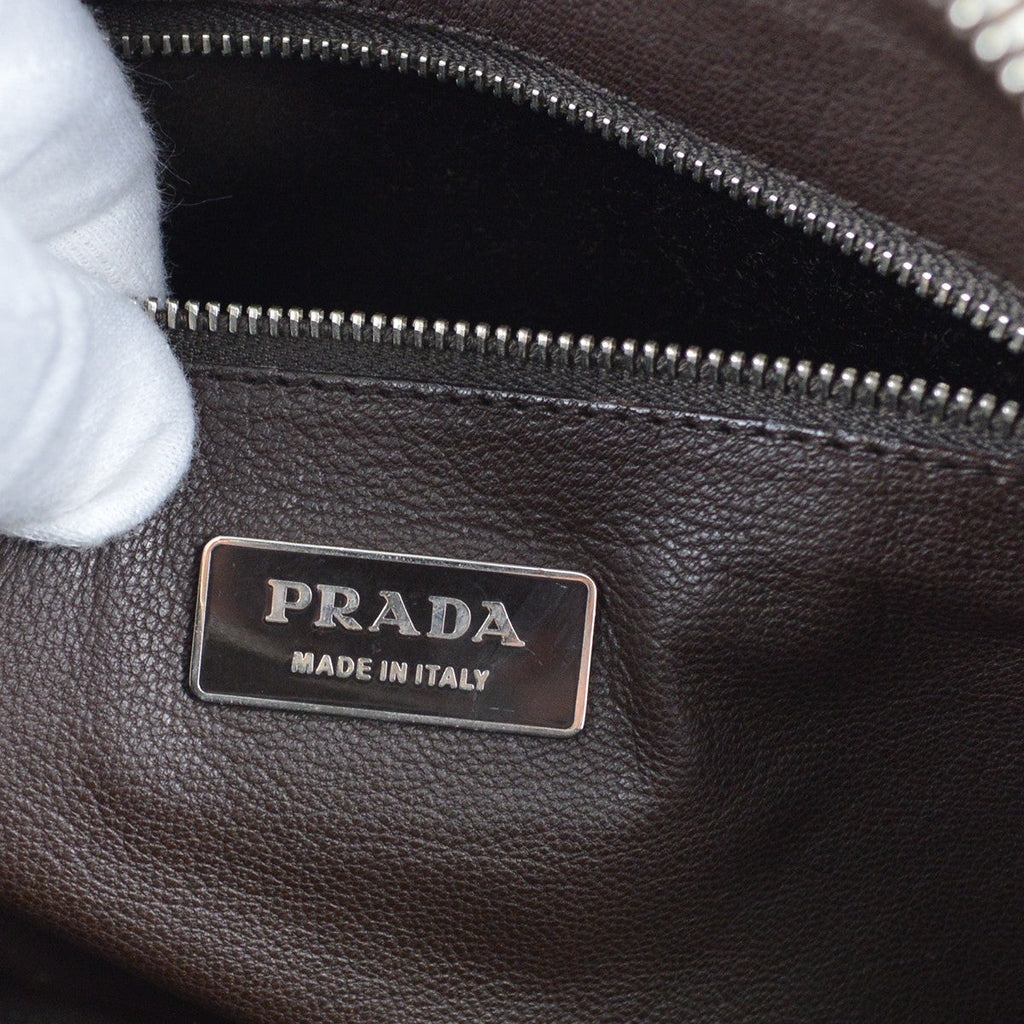 Prada Bowler Bag Saffiano Leather Beige Leather Handbag (Authentic  )