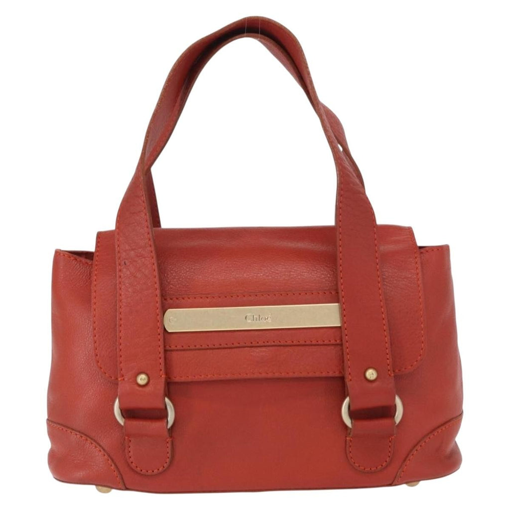 Chloe Vintage Handbag Leather Red Leather Handbag (Authentic  )