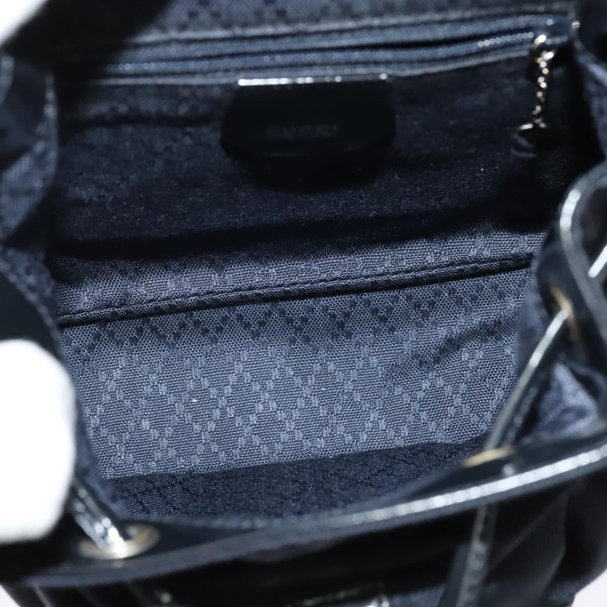 Gucci Vintage Bamboo Backpack Nylon And Patent Leather Black Nylon Backpack Bag (Authentic  )