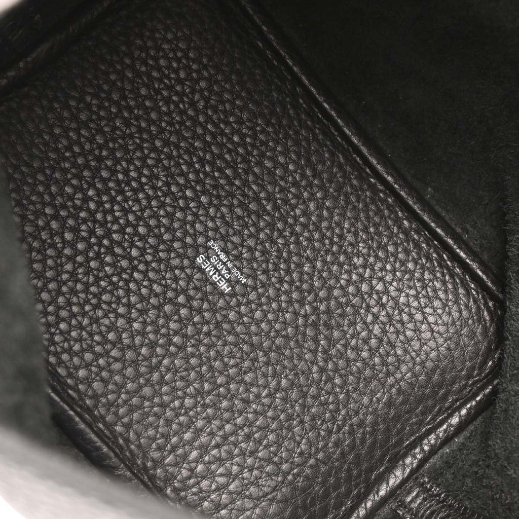Hermes Picotin Lock Bag Clemence Black Leather Handbag (Authentic  )