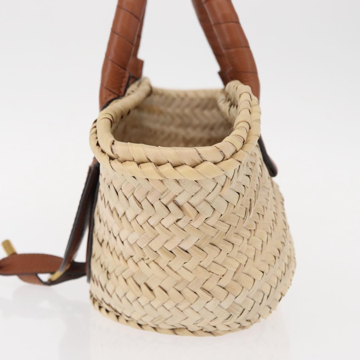 Chloe Marcie Basket Bag Raffia And Leather Beige Wicker Handbag (Authentic  )
