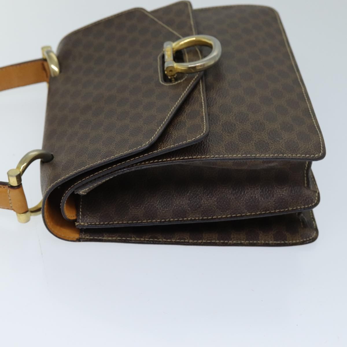Celine Macadam Handbag Macadam With Leather Brown Canvas Handbag (Authentic  )