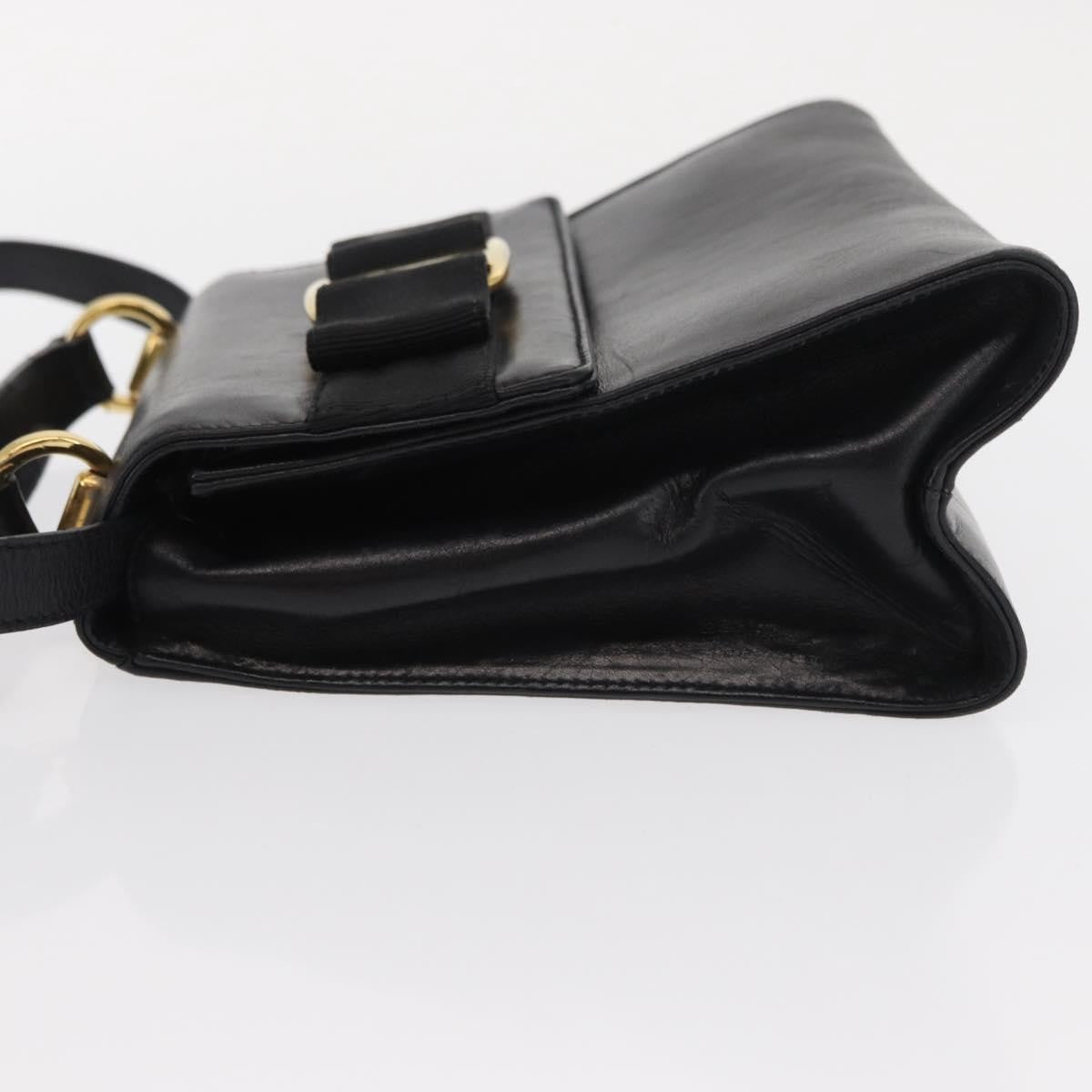 Salvatore Ferragamo Vintage Vara Bow Top Handle Bag Leather Black Leather Handbag (Authentic  )