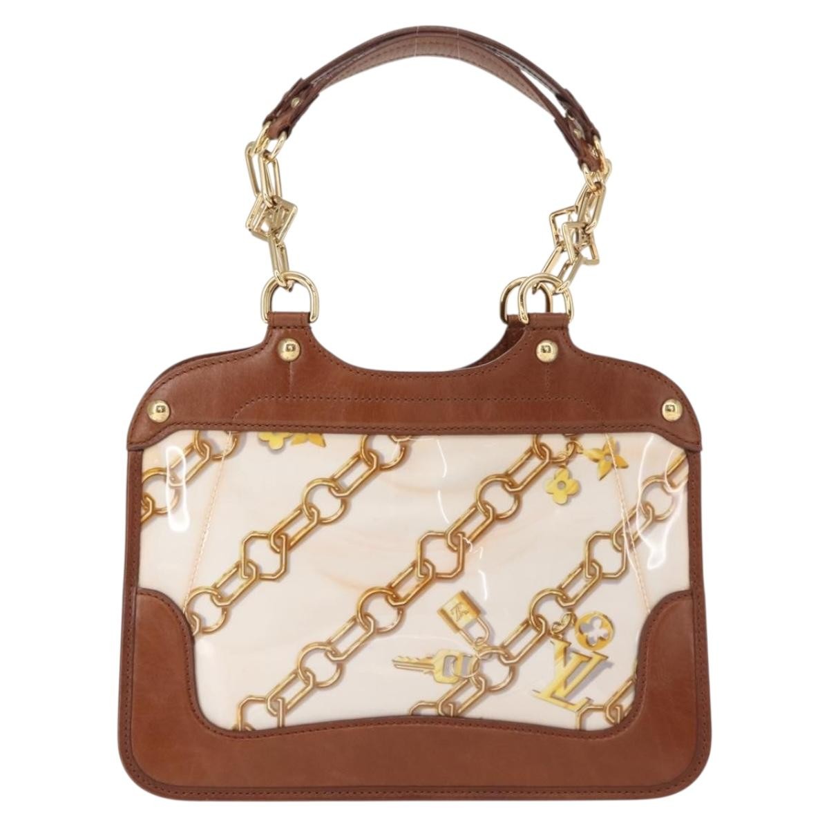 Louis Vuitton Charms Cabas Pvc Over Printed Silk Brown Canvas Handbag (Authentic  )