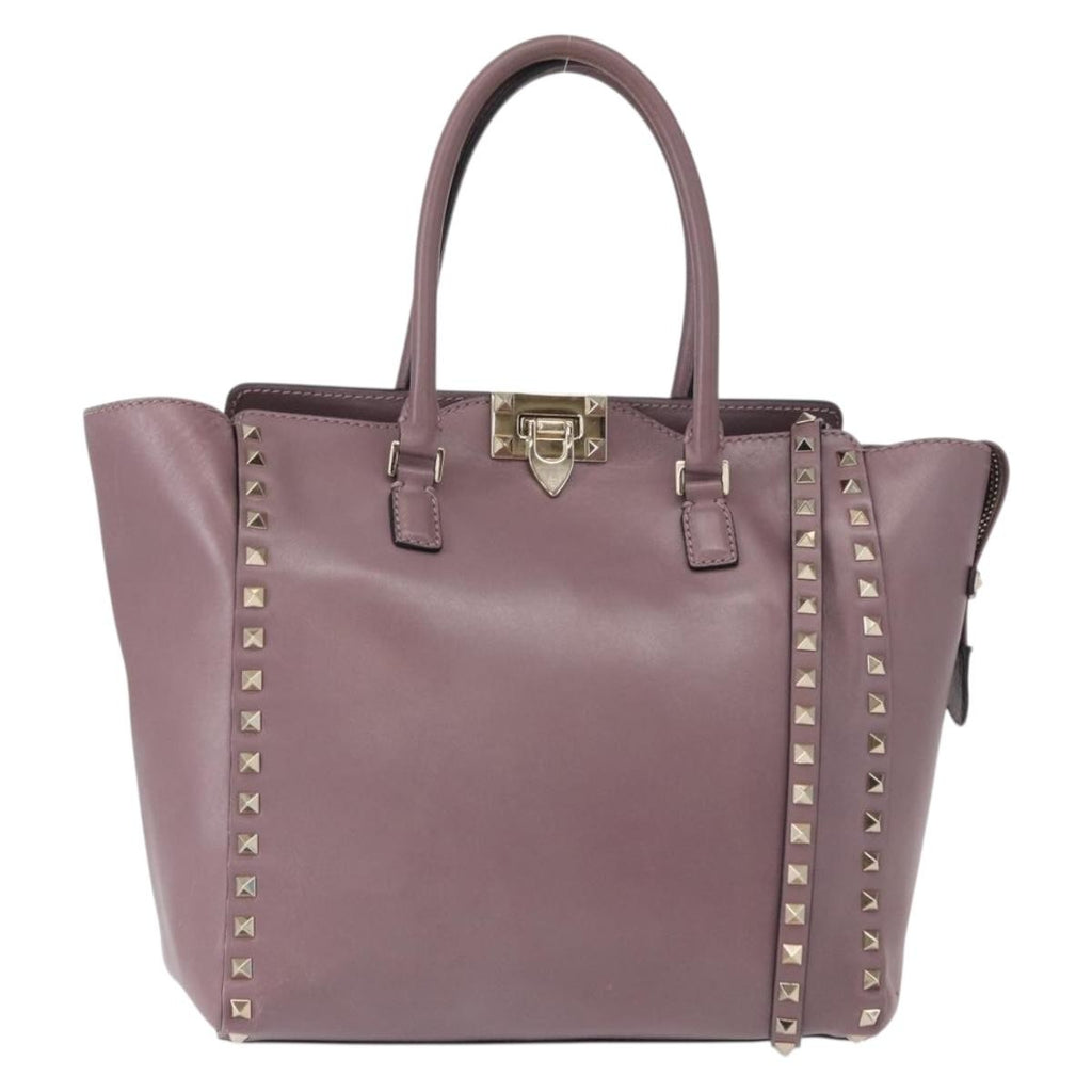 Valentino Garavani Rockstud Tote Rigid Leather Purple Leather Handbag (Authentic  )