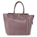 Valentino Garavani Rockstud Tote Rigid Leather Purple Leather Handbag (Authentic  )