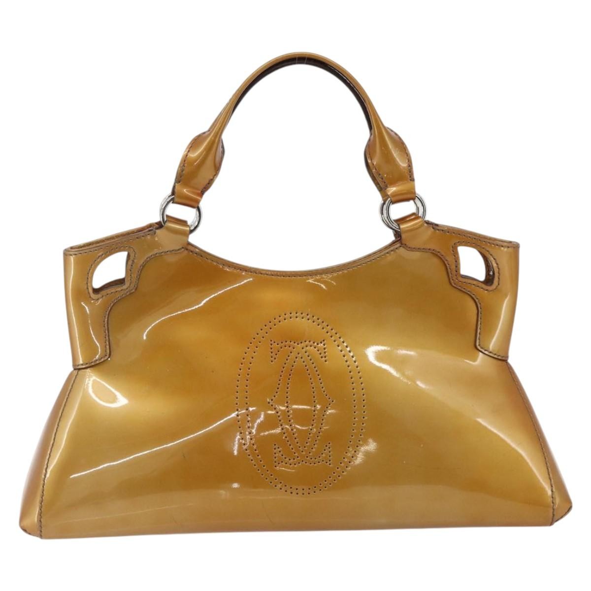 Cartier Marcello Handbag Patent Leather Yellow Patent_Leather Handbag (Authentic  )