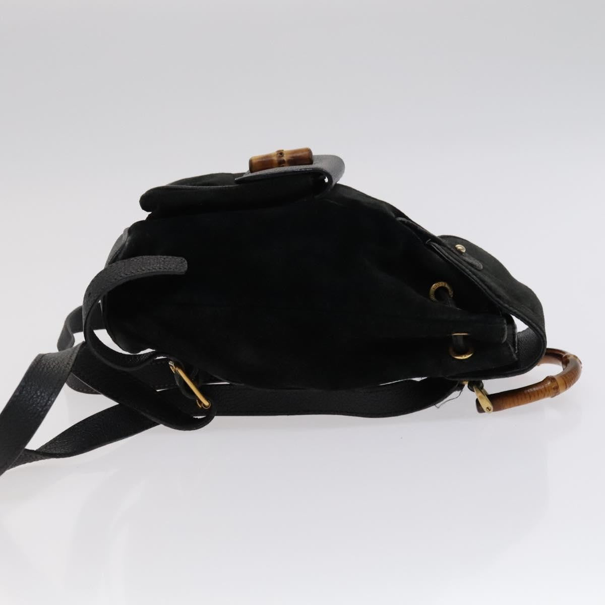 Gucci Gucci Bamboo Backpack Daim Black Suede Backpack Bag (Authentic  )