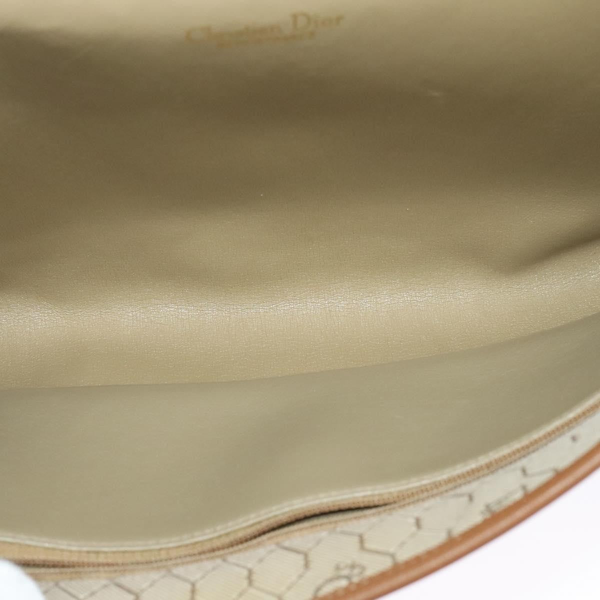 Christian Dior Vintage Honeycomb Chain Canvas Beige Canvas Bag (Authentic  )