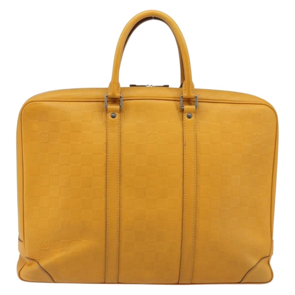 Louis Vuitton Porte-Documents Voyage Briefcase Damier Infini Leather Yellow Leather Briefcase Bag (Authentic  )