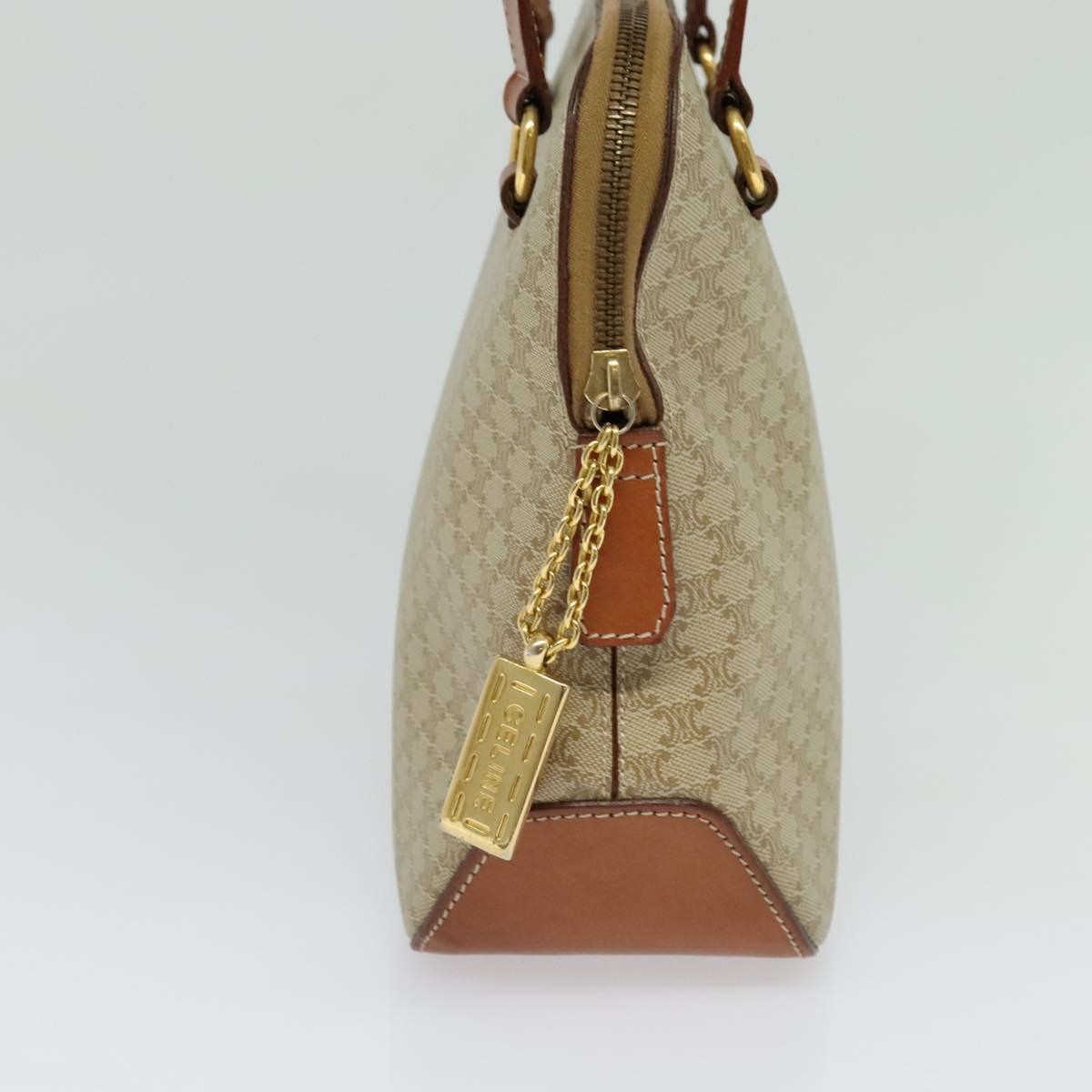 Celine Vintage Macadam Handbag Canvas Beige Canvas Handbag (Authentic  )