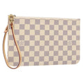 Louis Vuitton Neverfull Pochette Damier White Canvas Bag (Authentic  )