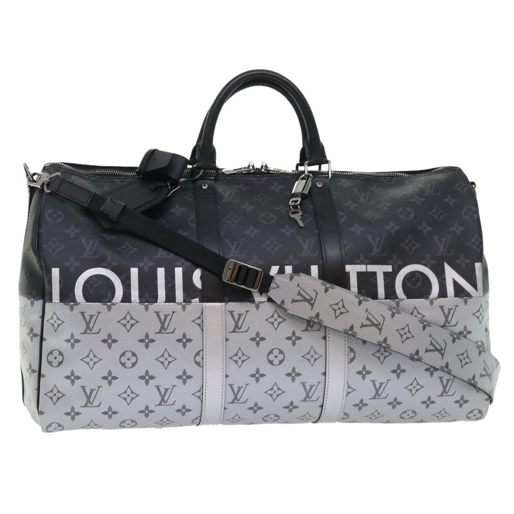 Louis Vuitton Keepall Bandouliere Bag Monogram Eclipse Split Canvas Black Canvas Bag (Authentic  )