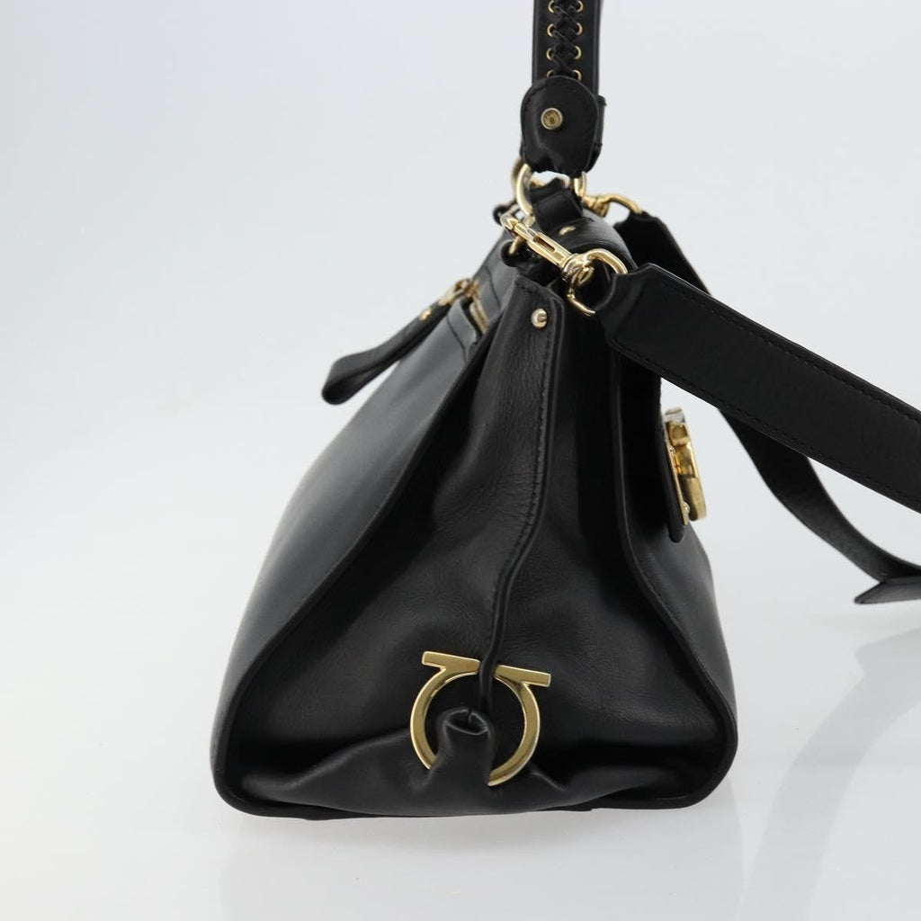 Salvatore Ferragamo Sofia Satchel Leather Black Leather Handbag ( )