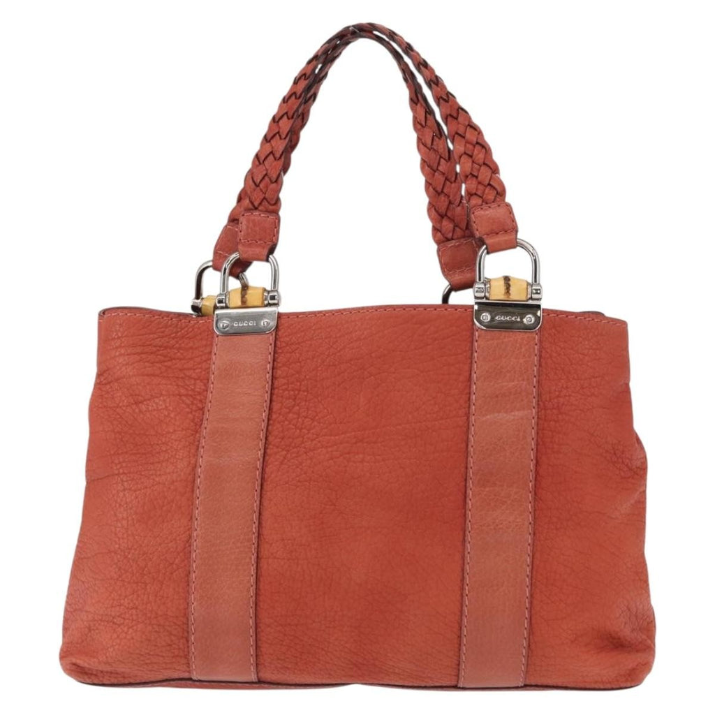 Gucci Vintage Bamboo Handle Bag Leather Red Leather Handbag (Authentic  )
