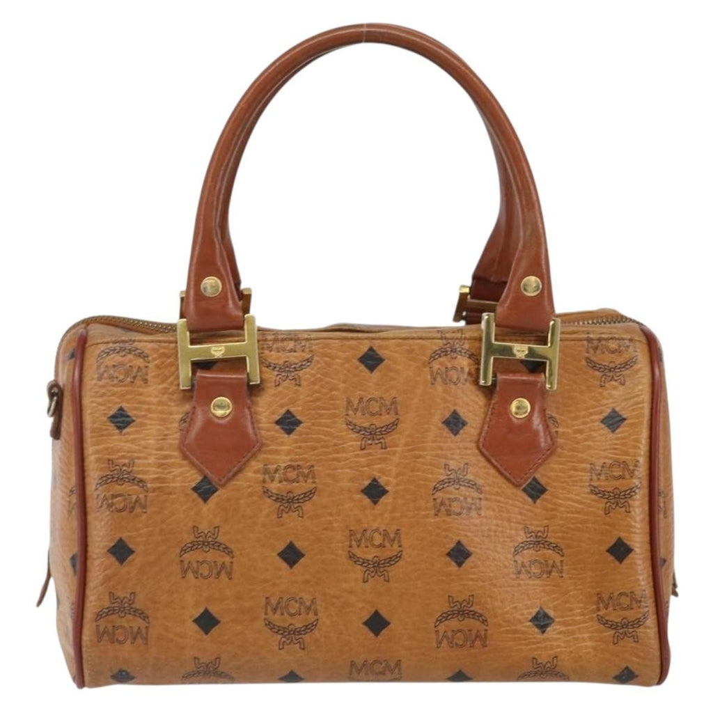 MCM Visetos Handbag Canvas And Leather Brown Canvas Handbag (Authentic  )
