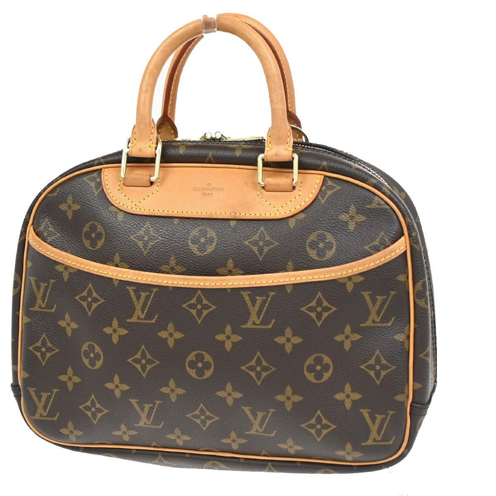 Louis Vuitton Trouville Handbag Monogram Canvas Brown Leather Handbag ( )