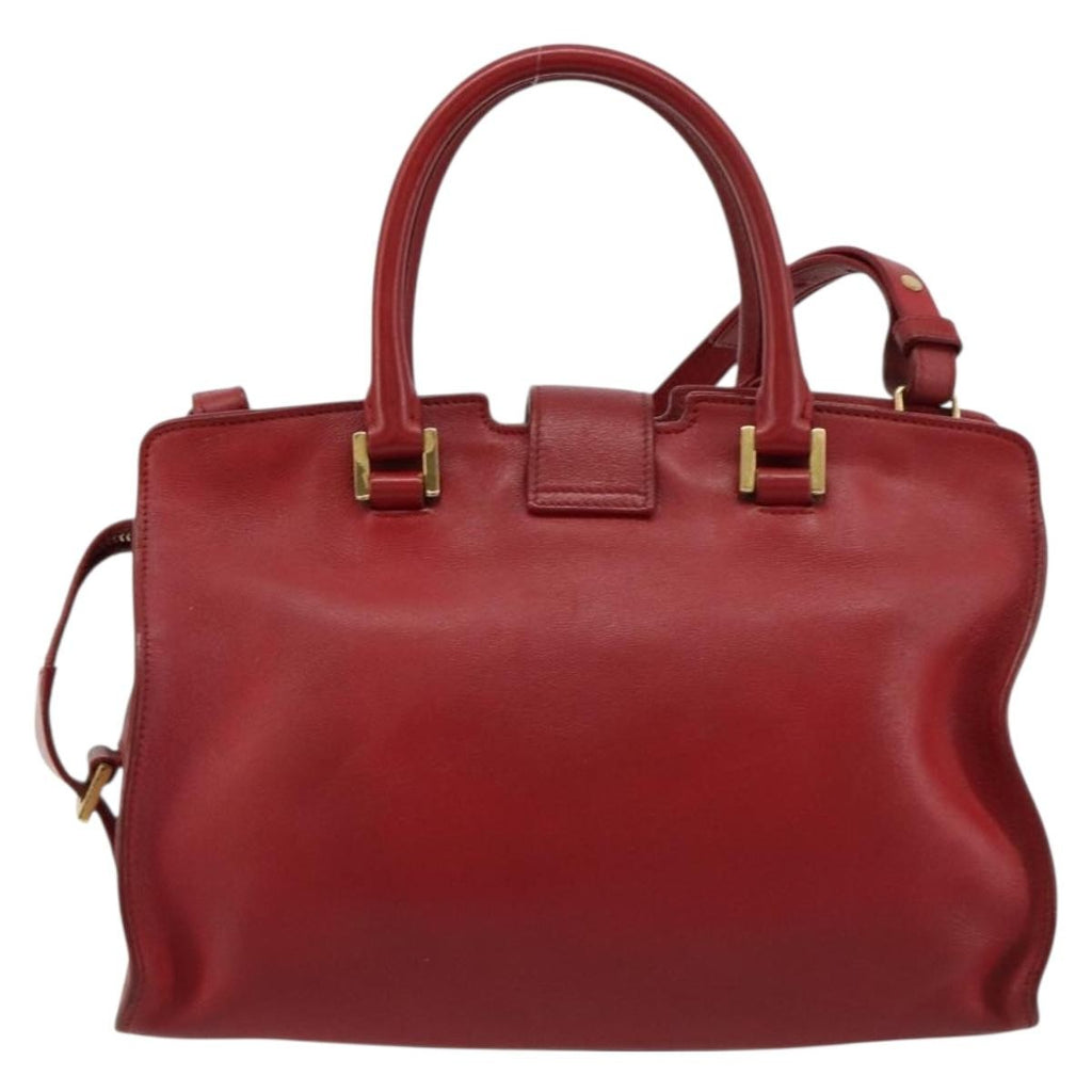 Saint Laurent Monogram Cabas Leather Red Leather Handbag ( )