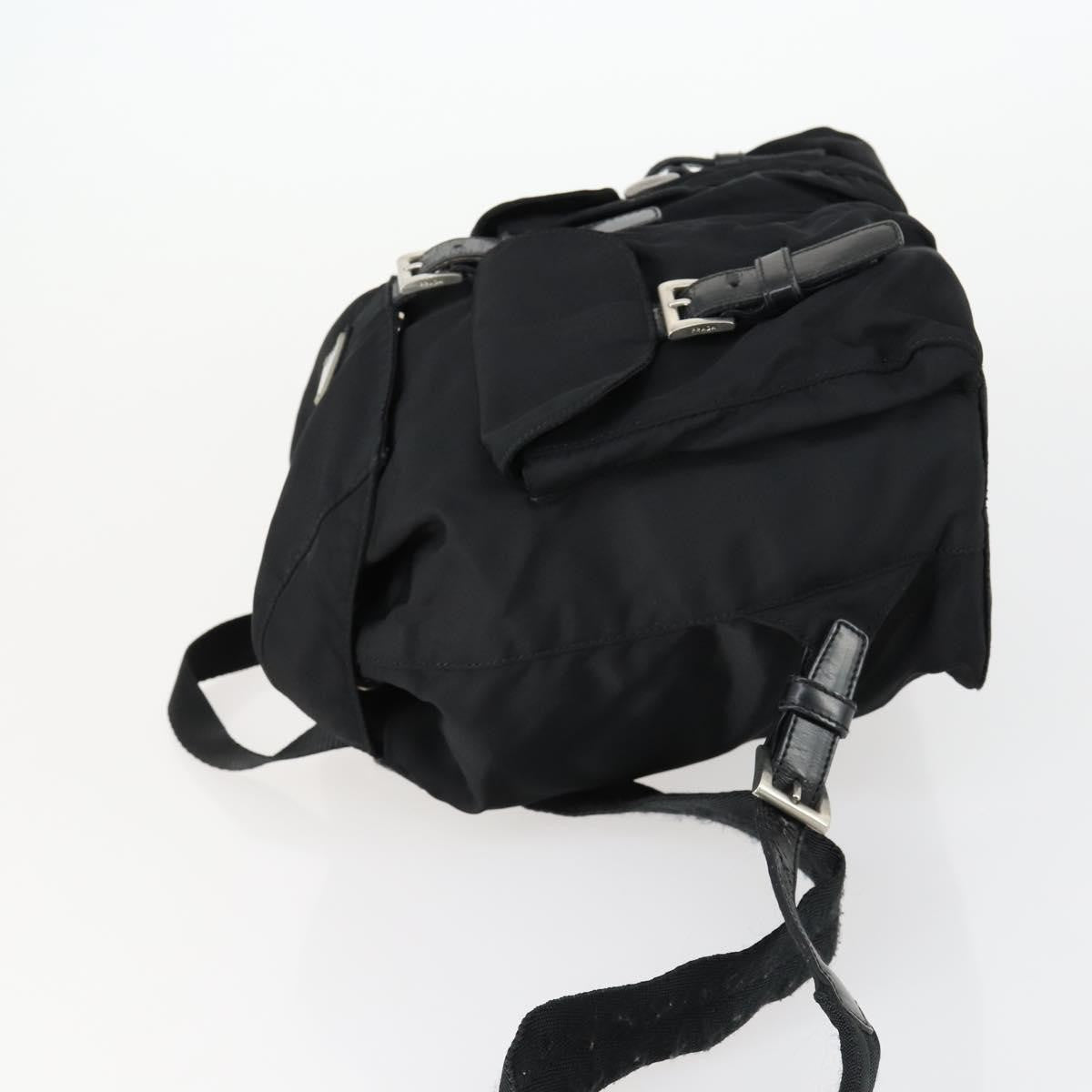 Prada Vela Double Front Pocket Backpack Tessuto With Saffiano Leather Black Nylon Backpack Bag (Authentic  )