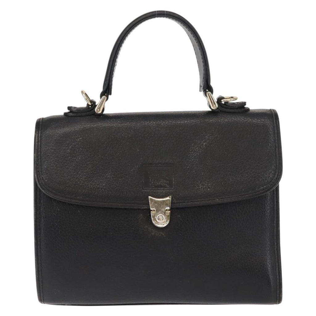 Burberry Vintage Handbag Leather Black Leather Handbag (Authentic  )