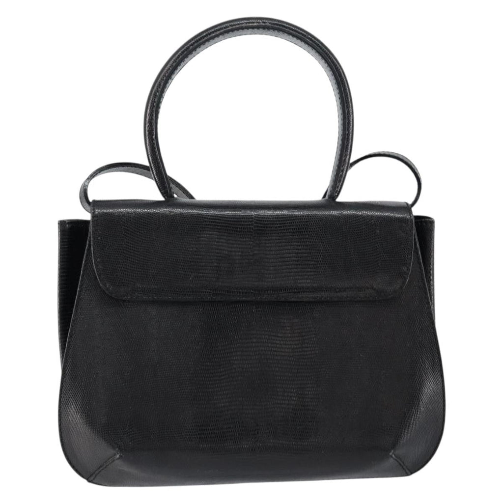 Salvatore Ferragamo Vintage Handbag Leather Black Leather Handbag (Authentic  )