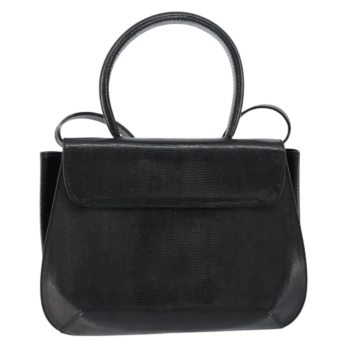 Salvatore Ferragamo Vintage Handbag Leather Black Leather Handbag (Authentic  )
