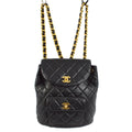 Chanel Duma Drawstring Backpack Quilted Leather Black Leather Backpack Bag (Authentic  )