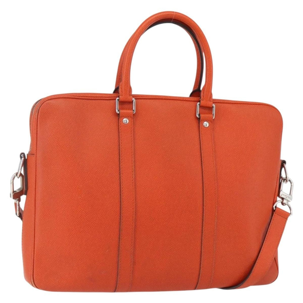 Louis Vuitton Porte-Documents Voyage Briefcase Taiga Leather Orange Leather Briefcase Bag (Authentic  )