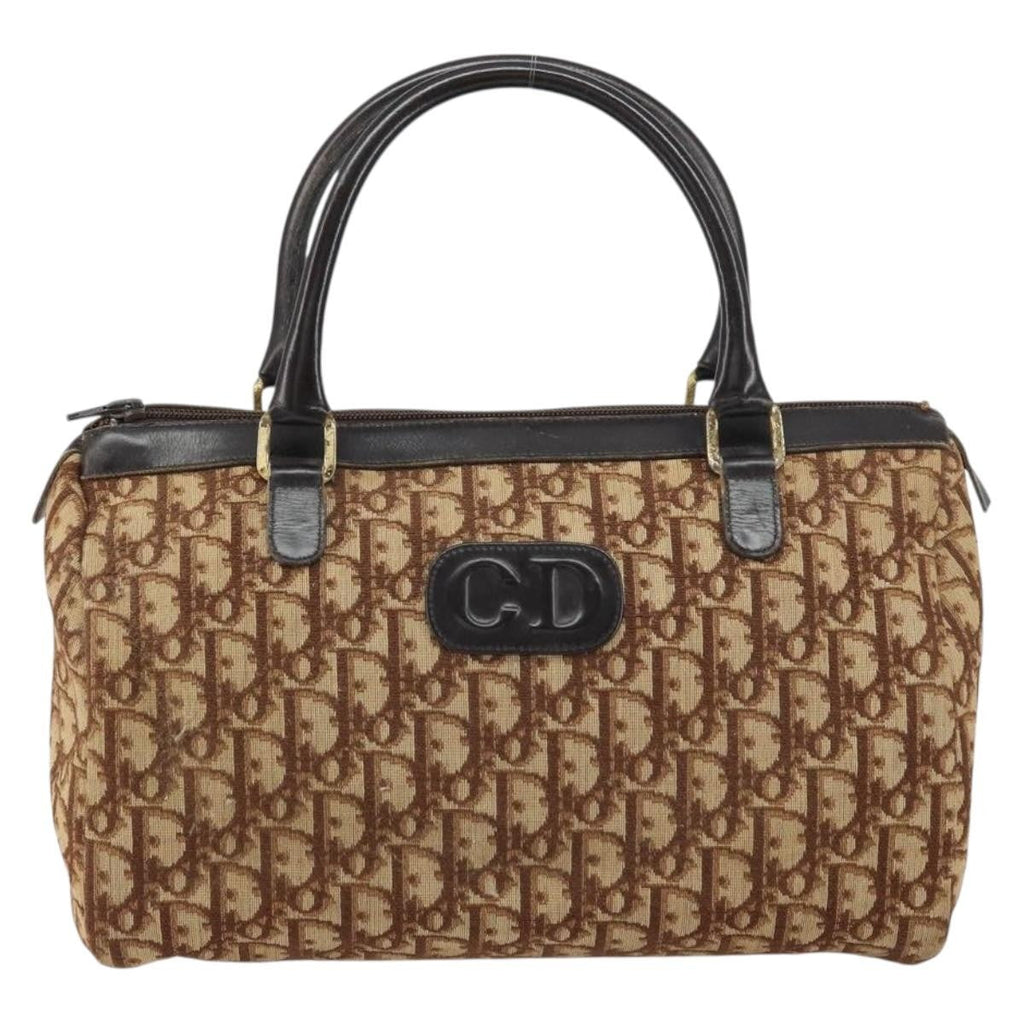 Christian Dior Vintage Cd Trotter Handbag Canvas Brown Canvas Handbag (Authentic  )