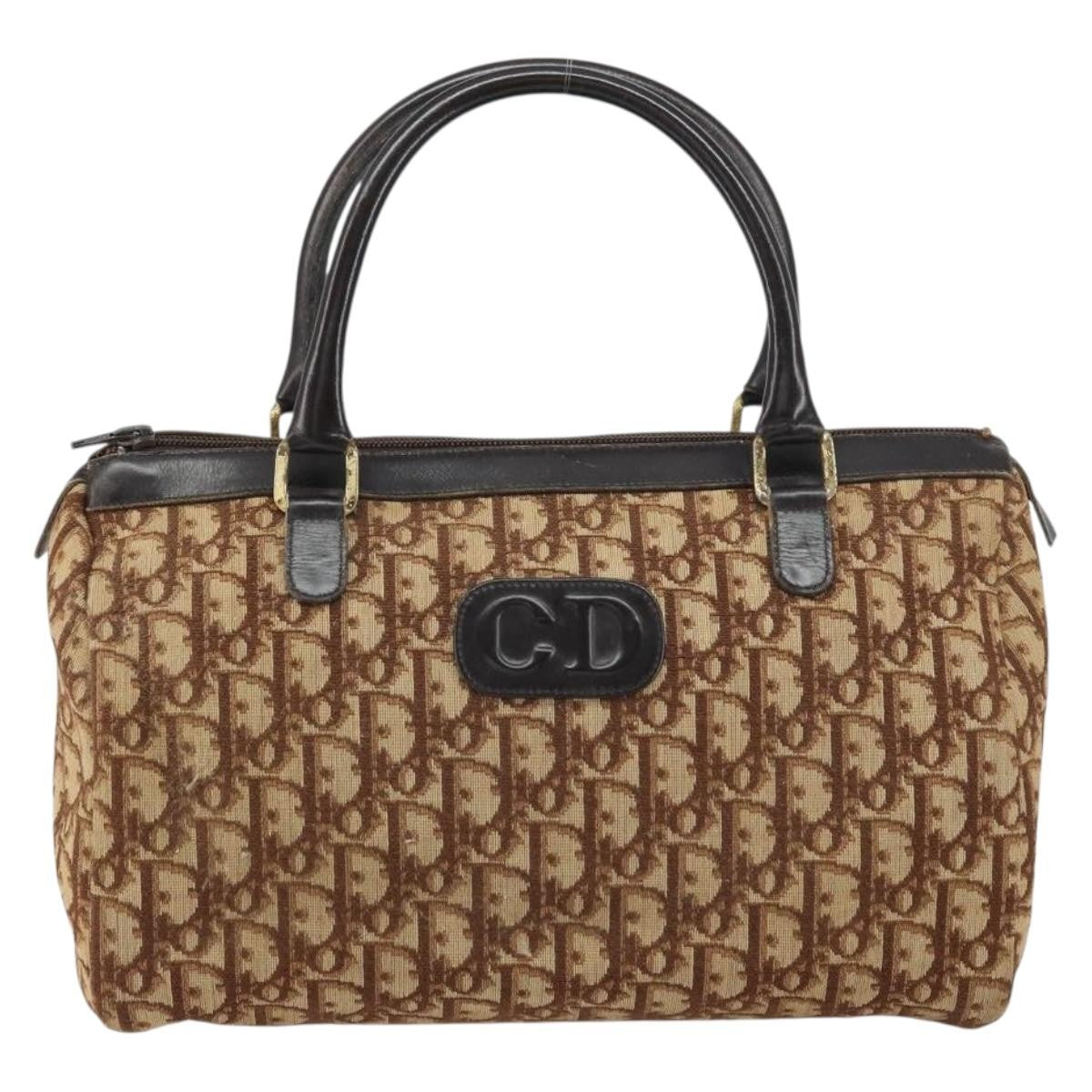 Christian Dior Vintage Cd Trotter Handbag Canvas Brown Canvas Handbag (Authentic  )