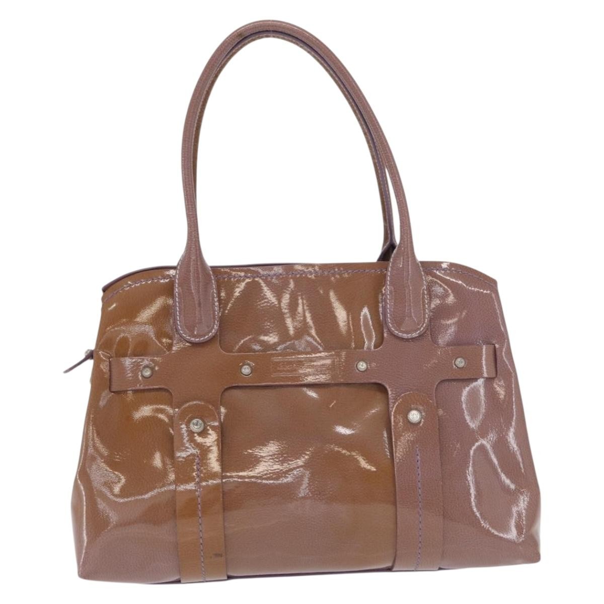 Salvatore Ferragamo Vintage Handbag Patent Leather Purple Patent_Leather Handbag (Authentic  )