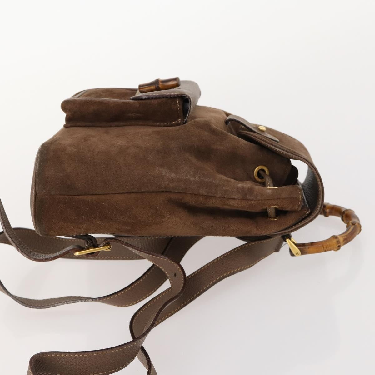 Gucci Gucci Bamboo Backpack Daim Brown Suede Backpack Bag (Authentic  )