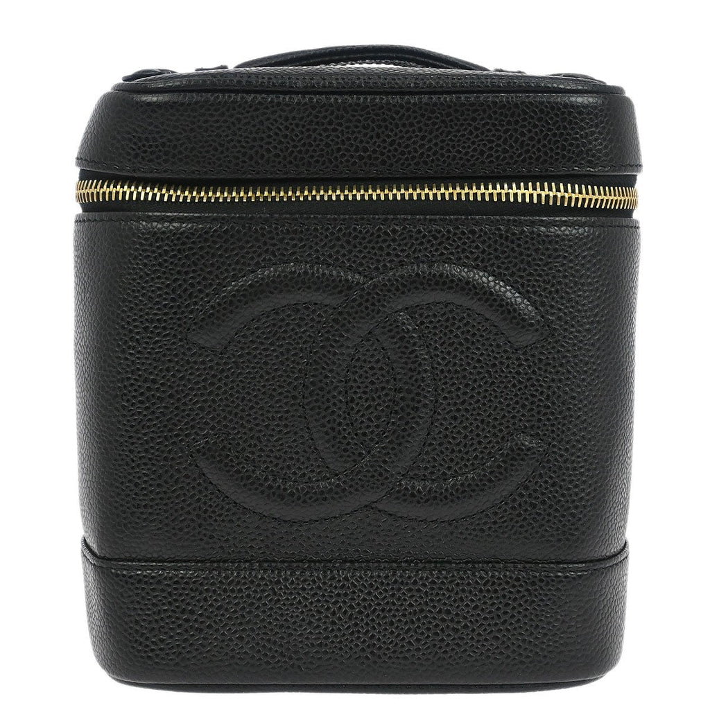 Chanel Vintage Timeless Cosmetic Case Caviar Black Leather Handbag (Authentic  )