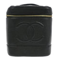 Chanel Vintage Timeless Cosmetic Case Caviar Black Leather Handbag (Authentic  )