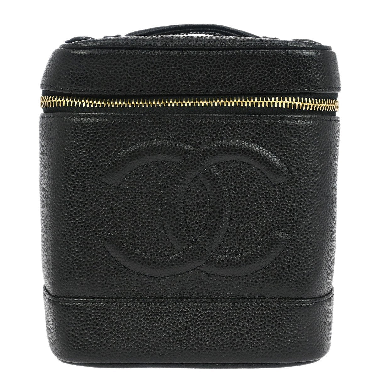 Chanel Vintage Timeless Cosmetic Case Caviar Black Leather Handbag (Authentic  )