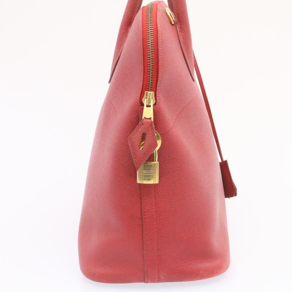 Hermes Bolide Bag Box Calf Red Leather Handbag (Authentic  )