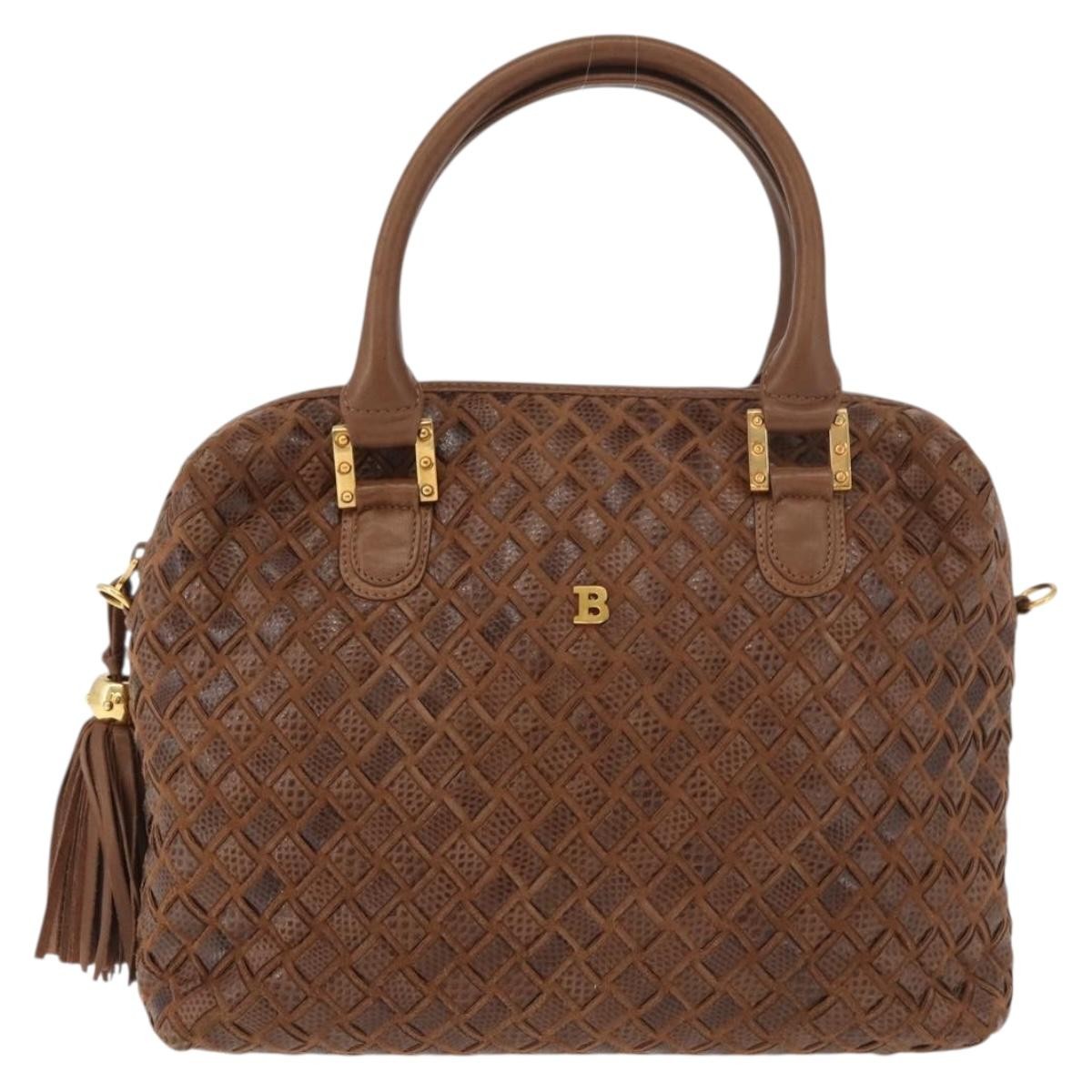 Bally Vintage Handbag Leather Brown Leather Handbag ( )
