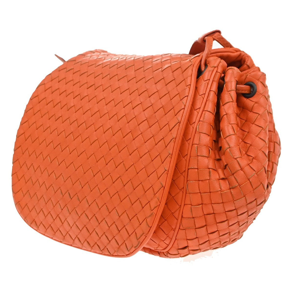 Bottega Veneta Intrecciato Shoulder Bag Leather Orange Leather Handbag ( )