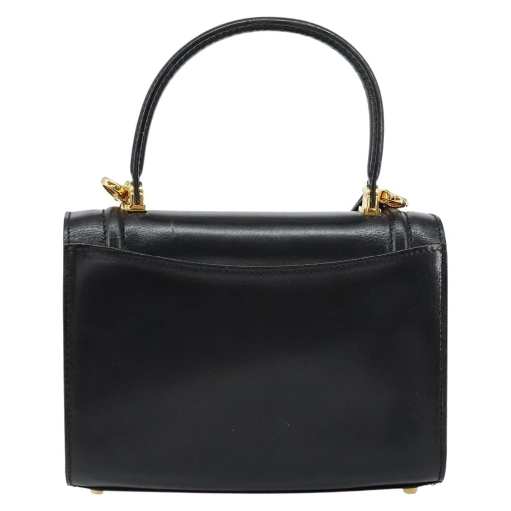 Bally Vintage Handbag Leather Black Leather Handbag (Authentic  )