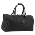 Gucci Duffle Bag Jumbo Gg Embossed Leather Black Pvc Handbag ( )