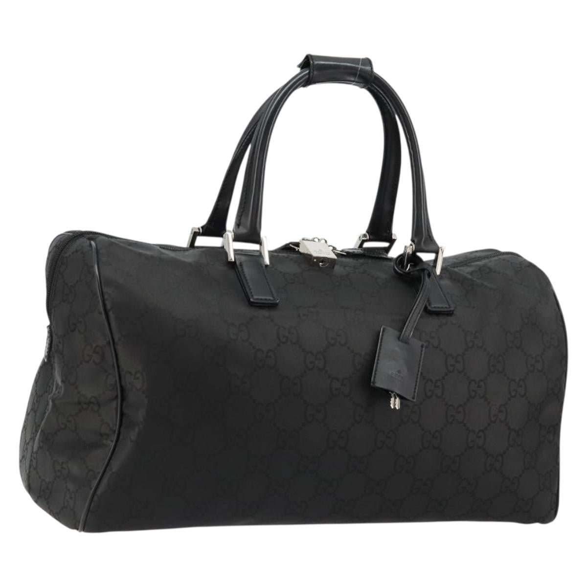Gucci Duffle Bag Jumbo Gg Embossed Leather Black Pvc Handbag ( )