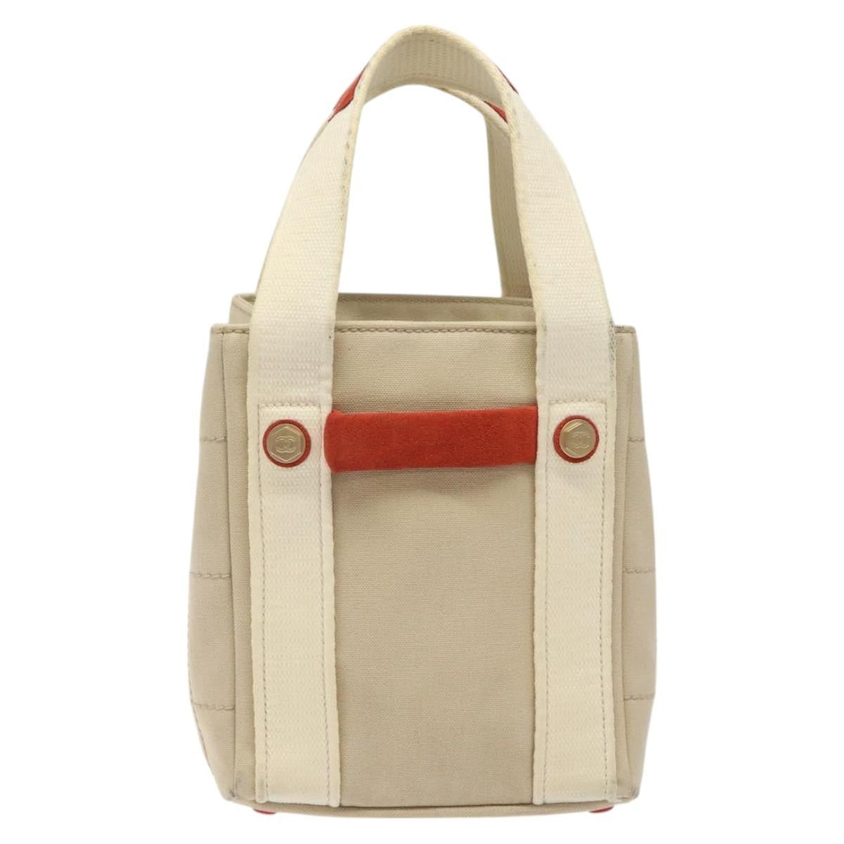 Chanel Chocolate Bar Coco Mark Handbag Canvas Beige Canvas Handbag (Authentic  )
