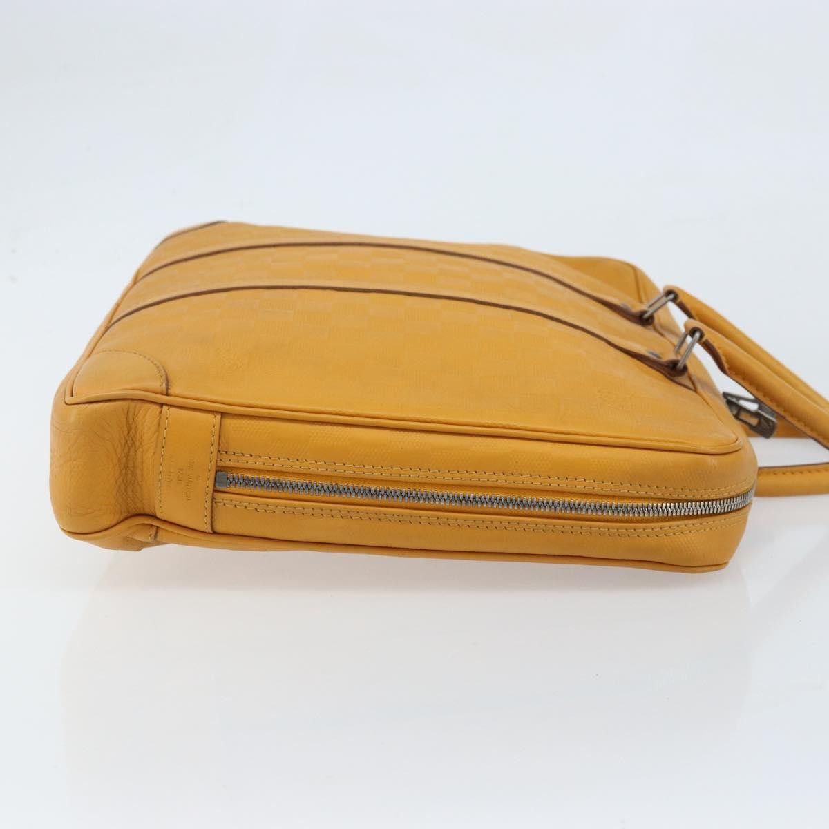 Louis Vuitton Porte-Documents Voyage Briefcase Damier Infini Leather Yellow Leather Briefcase Bag (Authentic  )