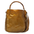 Gucci Vintage Bamboo Handle Bag Patent Leather Gold Patent_Leather Handbag (Authentic  )